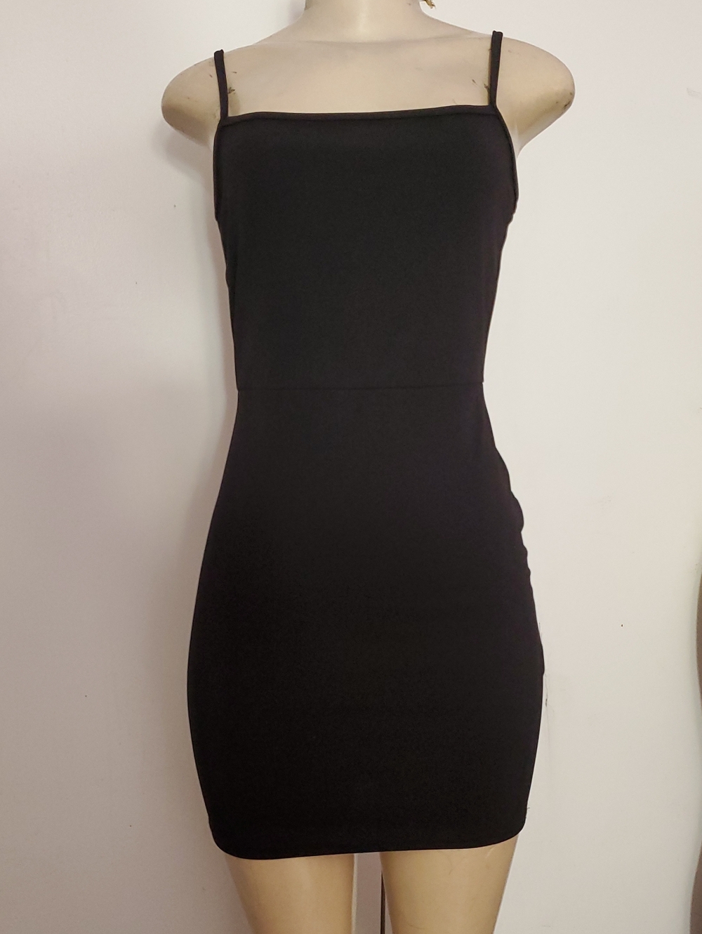 Nasty Gal Black Square Neck Spaghetti Strap Mini Dress